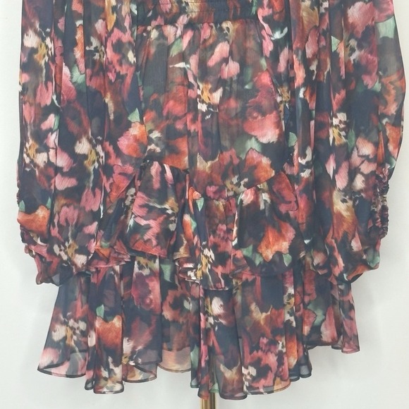 MISA Los Angeles Jolene Floral Ruffle Tiered Chiffon Mini Dress Womens Small - Picture 9 of 10